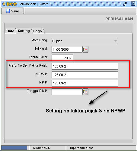 Setting Format No.Faktur Pajak & No.NPWP