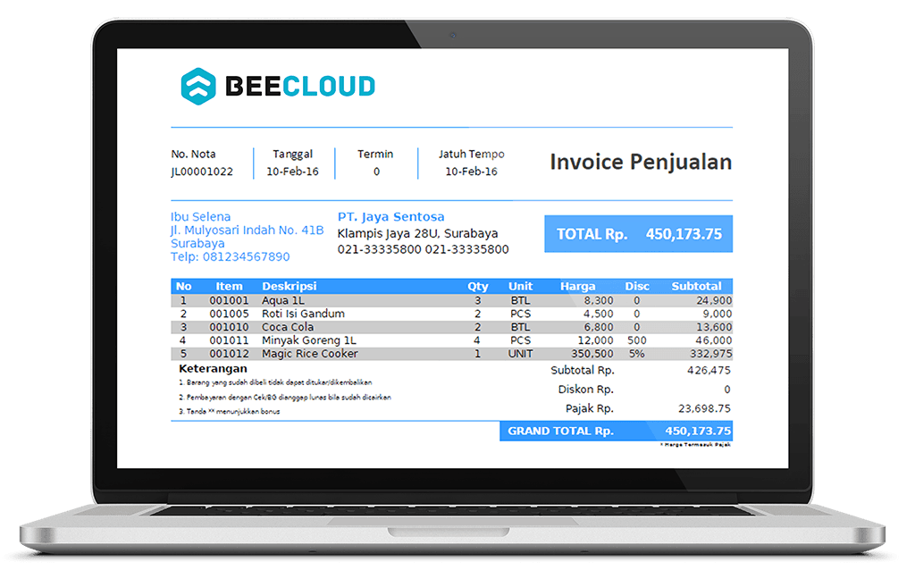 Software Akuntansi Online Tampilan Invoice Penjualan