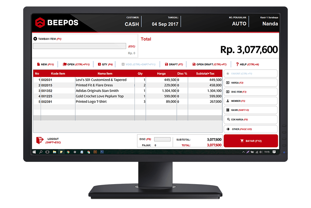 Software Kasir Beepos Desktop Tampilan Kasir