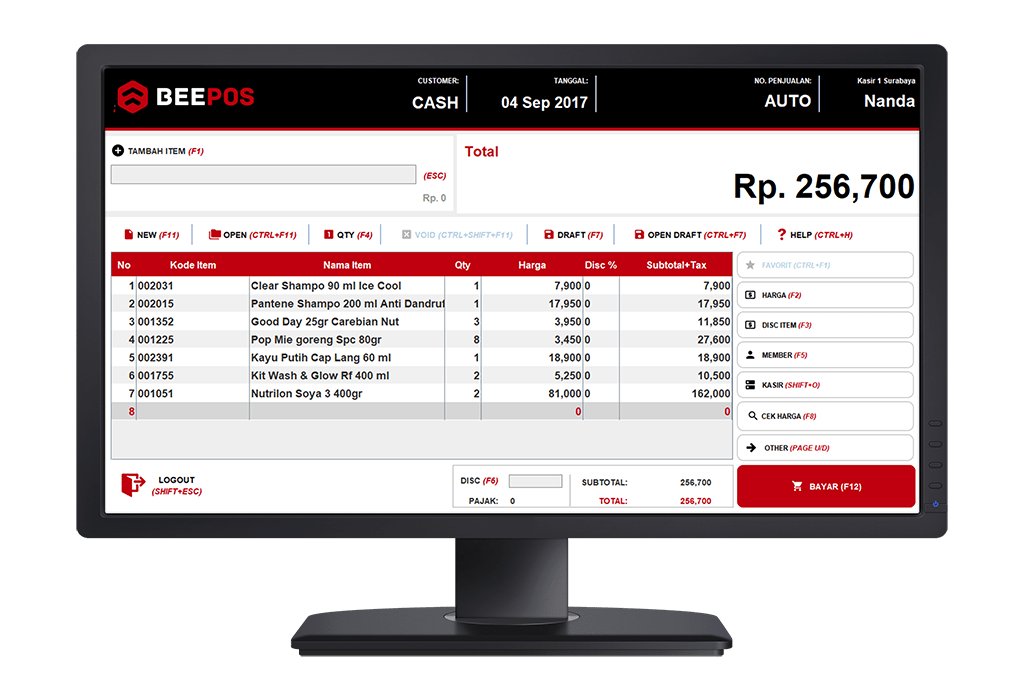 Tampilan Software Kasir