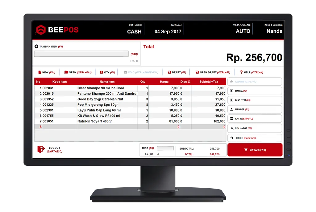 Software Kasir Beepos Desktop Tampilan Terminal Kasir