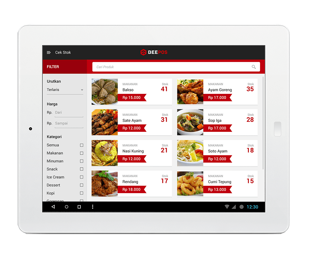 Software Kasir Beepos Mobile Tampilan Stok