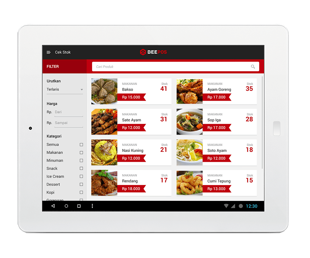 Software Kasir Beepos Mobile Tampilan Stok
