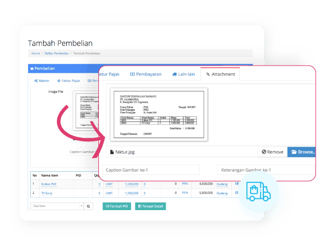 image software akuntansi online bukti nota pembelian