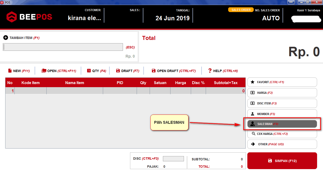 Input Sales Pada Beepos