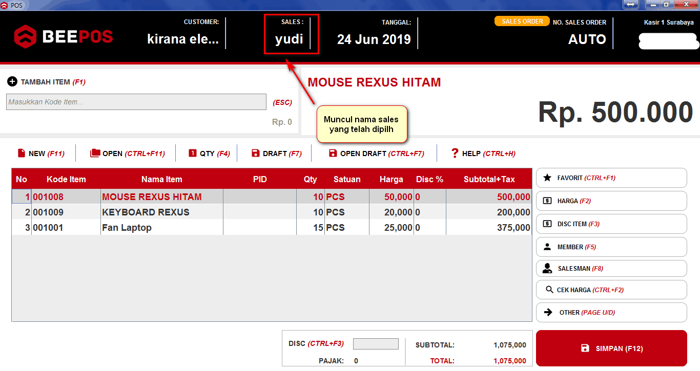 Input Sales Pada Beepos