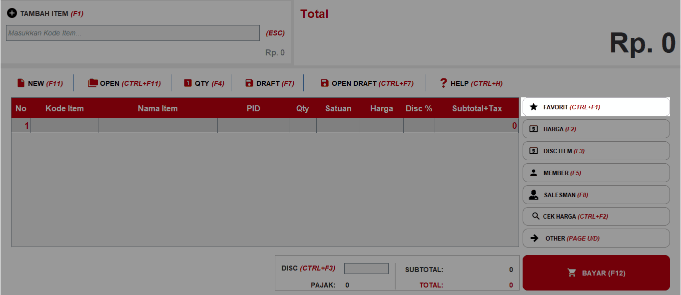 Setting Item Favorit Beepos