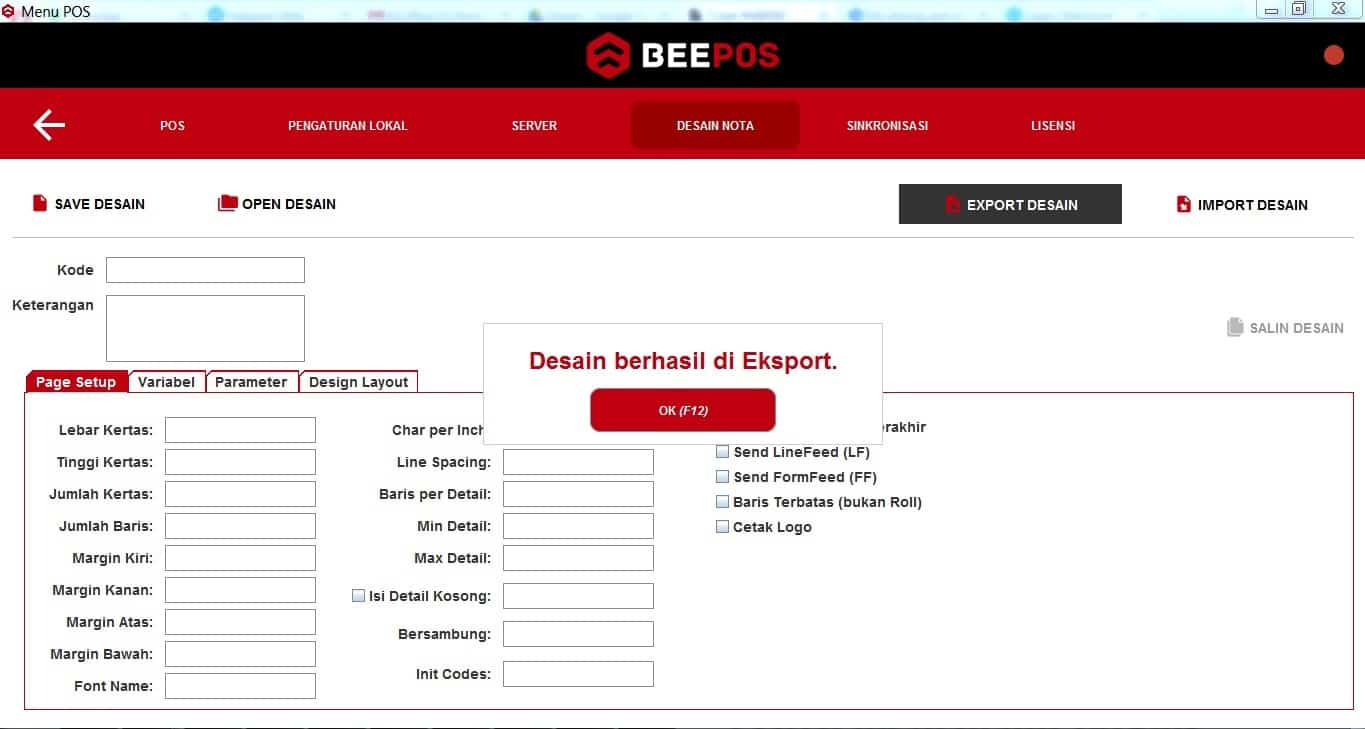 Export Desain Nota Beepos
