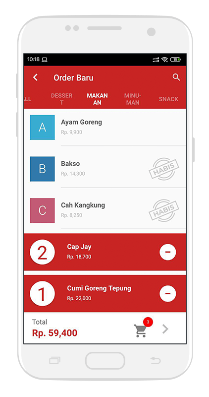 Waiter Order App Android - Software Restoran