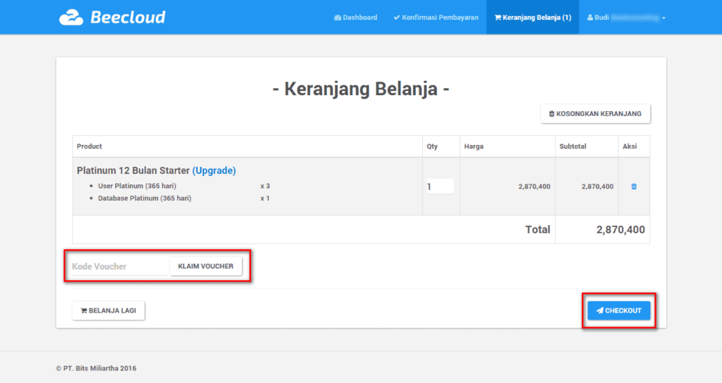 Upgrade Paket Plan Beecloud