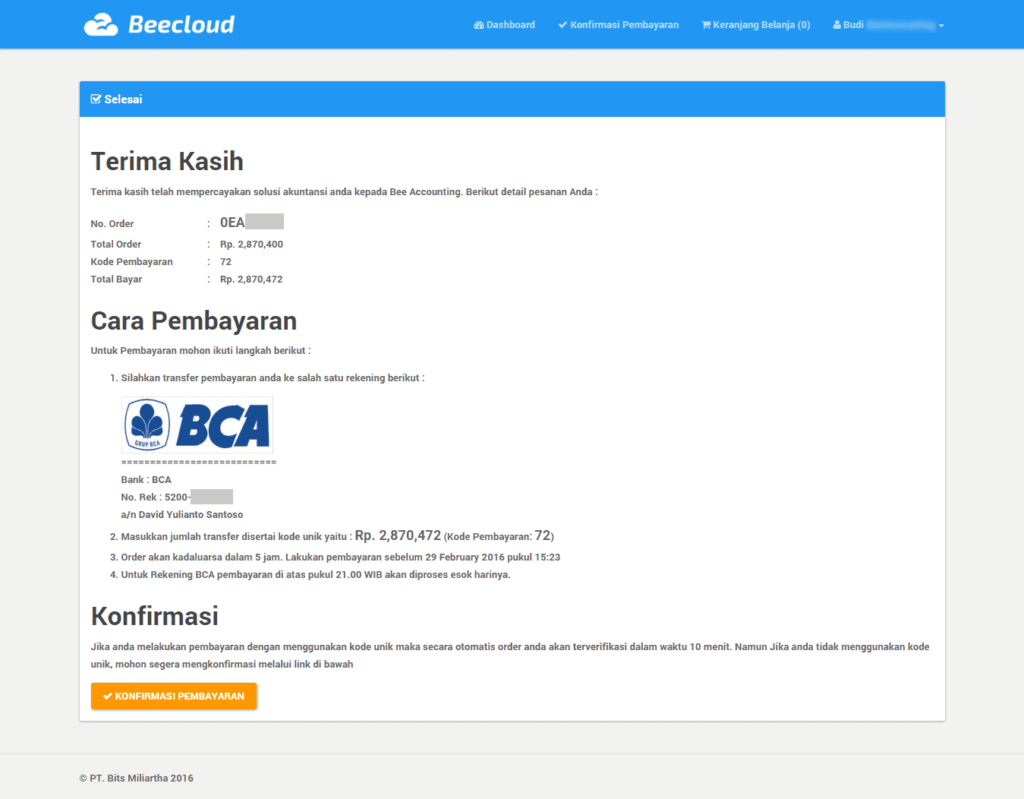 Upgrade Paket Plan Beecloud