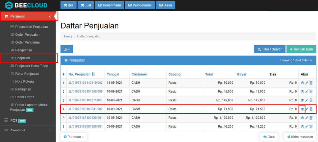 Cara Print atau Cetak Nota Beecloud