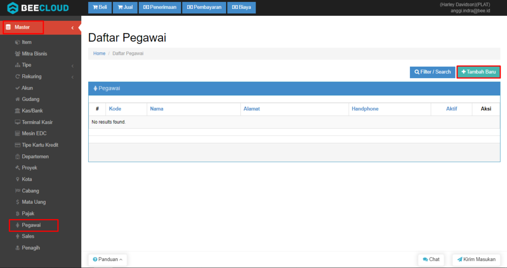 Cara Membuat Master Pegawai - Beecloud