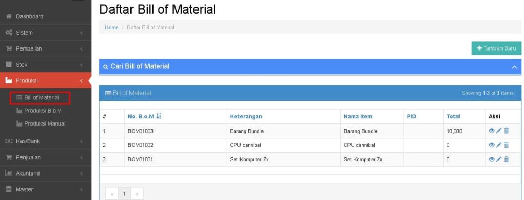 Cara Input B.O.M Untuk Produksi Beecloud