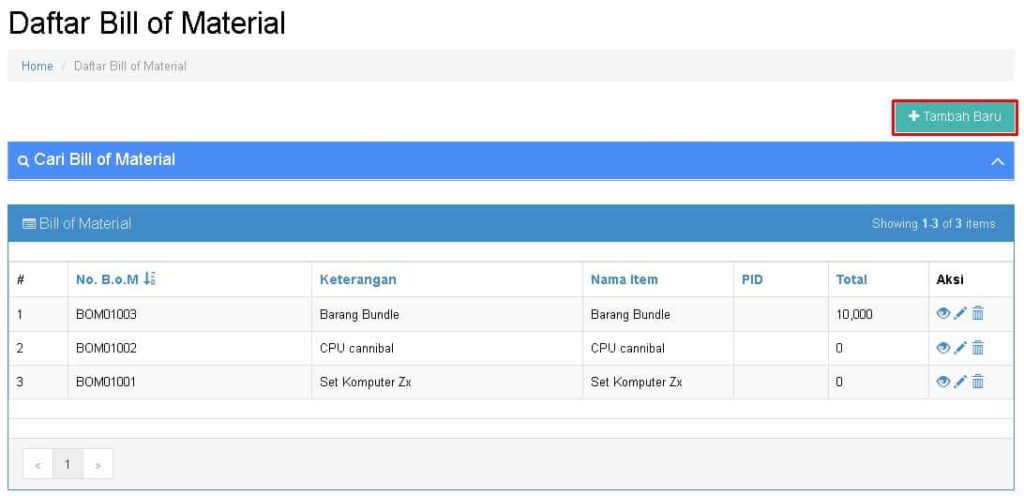 Cara Input B.O.M Untuk Produksi Beecloud