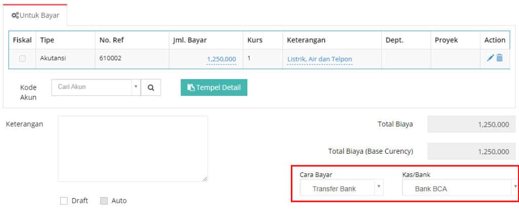 Cara Input Pembayaran Biaya-Biaya Perusahaan