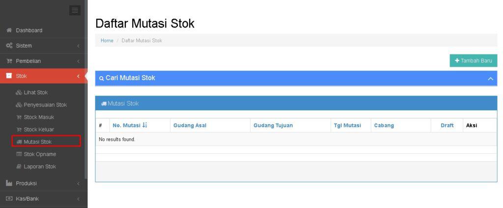 Cara Input Mutasi Stock Barang