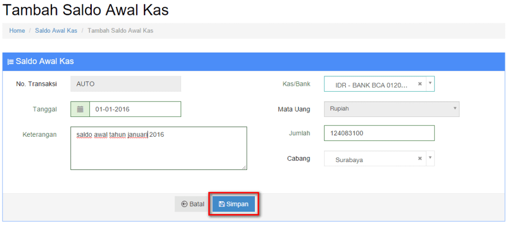 Cara Input Set Saldo Awal Kas/Bank Beecloud