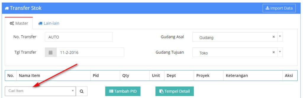 Cara Input Mutasi Stock Barang