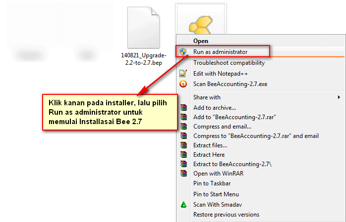Cara Upgrade BeeAccounting 2.2 ke 2.7
