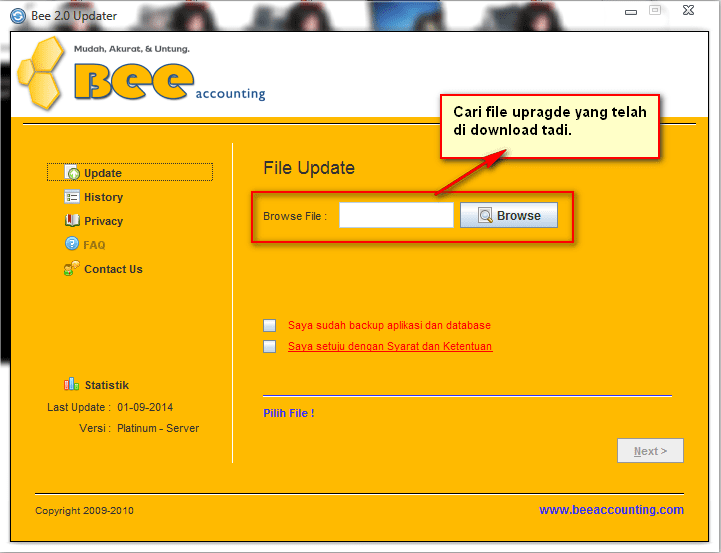 Cara Upgrade BeeAccounting 2.2 ke 2.7