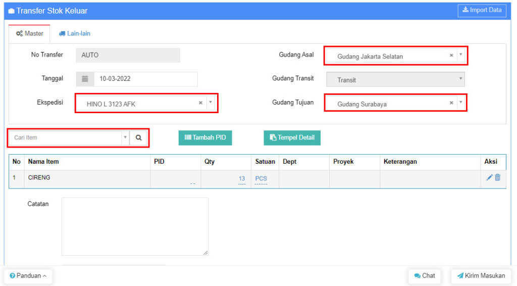 Plugin Stock in Transit