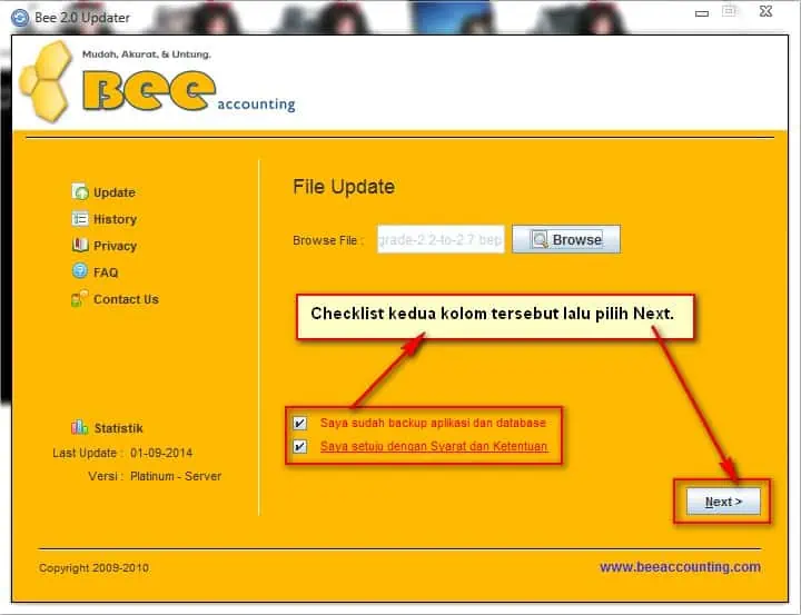 Cara Upgrade BeeAccounting 2.2 ke 2.7