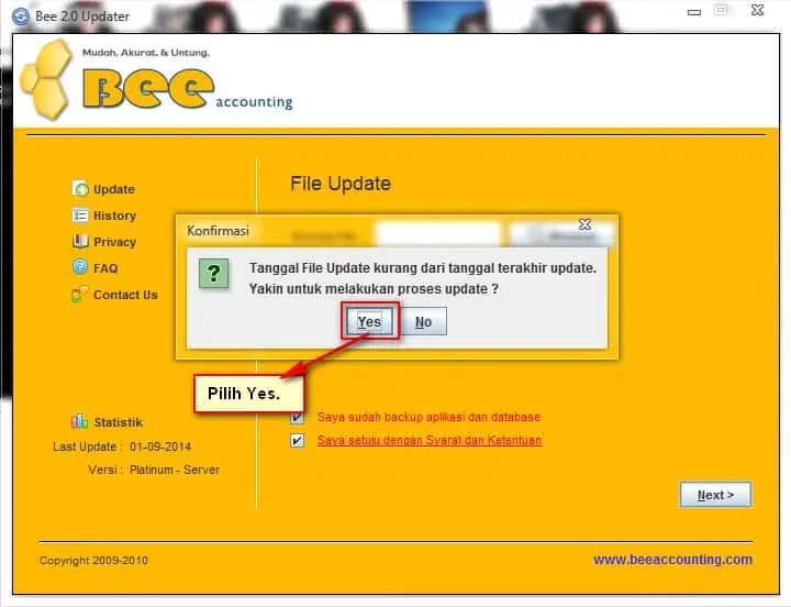 Cara Upgrade BeeAccounting 2.2 ke 2.7