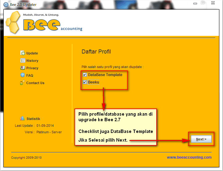 Cara Upgrade BeeAccounting 2.2 ke 2.7