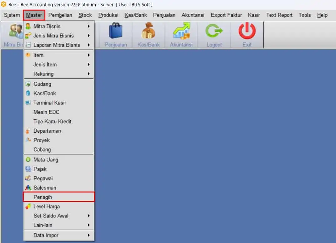 Akses Menu Master Penagih
