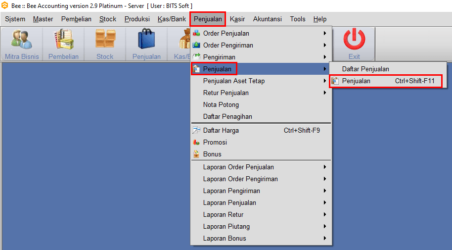 Akses Menu Penjualan