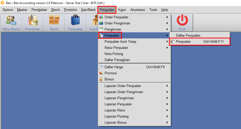 Akses Menu Penjualan