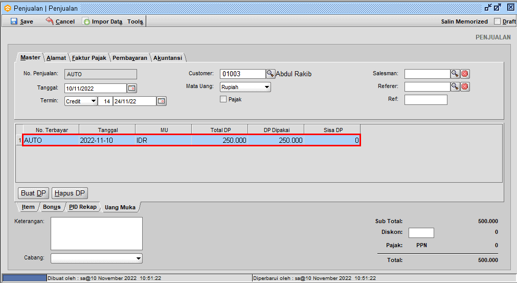 Dp Terinput