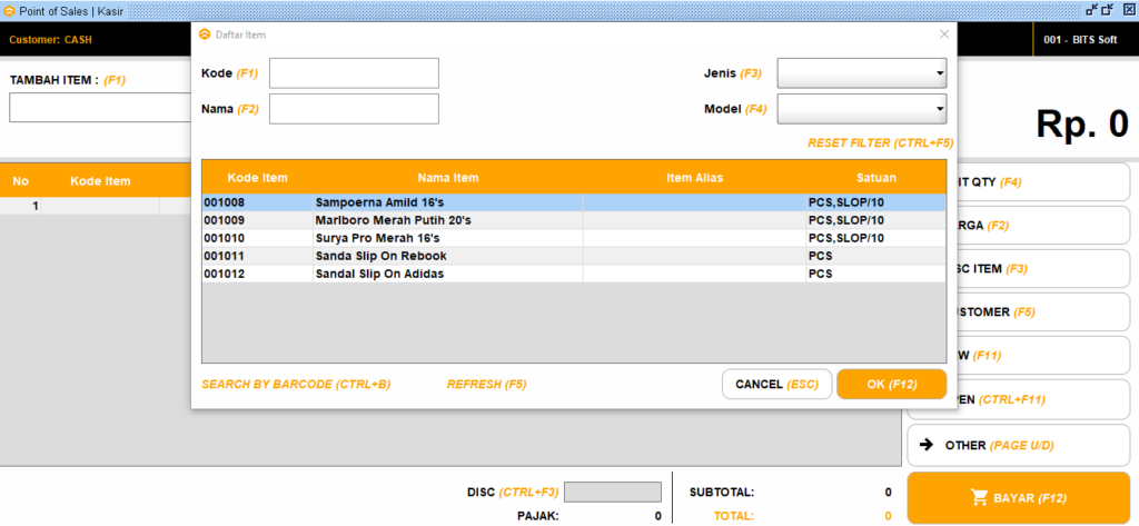 Input Barang Yang Terjual