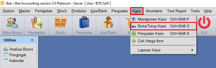 Klik Menu Buka Kasir