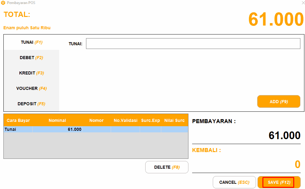 Simpan Penjualan