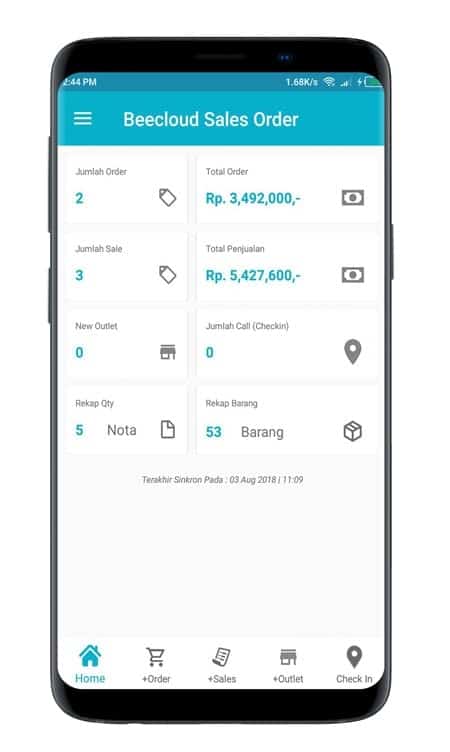 Tampilan Beecloud SO Mobile Dashboard