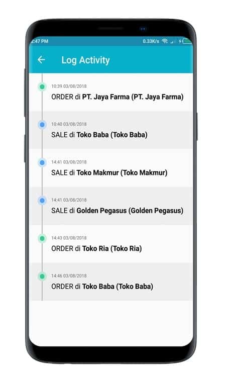 Tampilan SO Mobile Log Activity