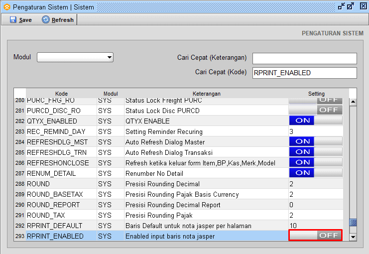 Ubah Ke On Rprint Enabled