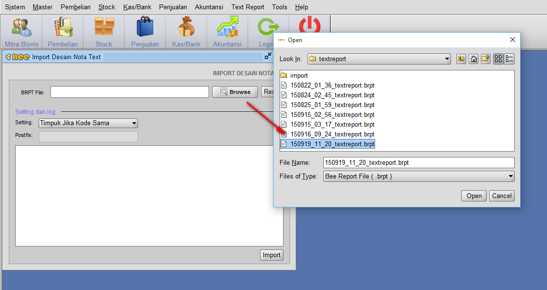 Plugin Import Export Text Report Desain Laporan