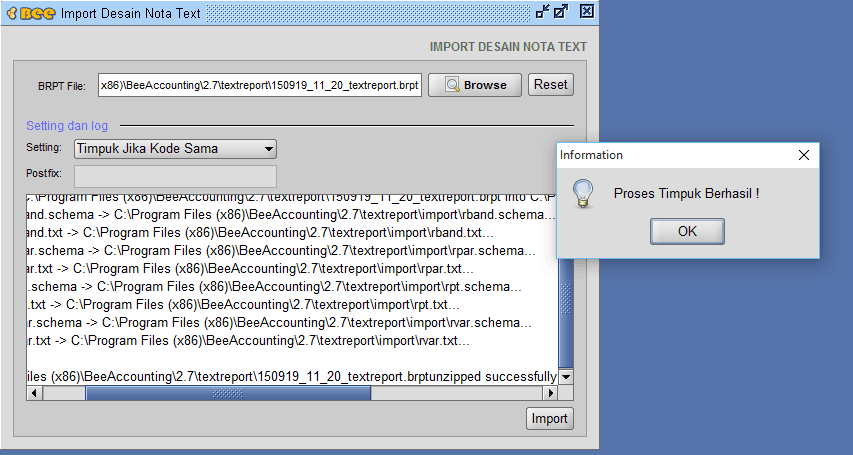 Plugin Import Export Text Report Desain Laporan