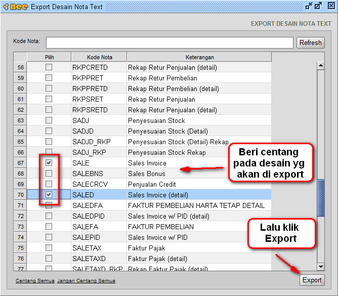 Plugin Import Export Text Report Desain Laporan
