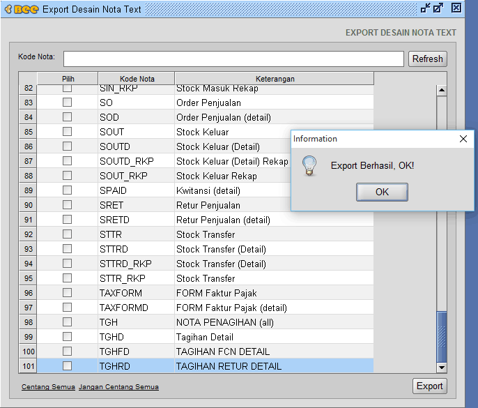 Plugin Import Export Text Report Desain Laporan