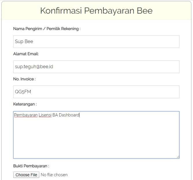 Perpanjang(Renewal) Masa Langganan Beeaccounting Dashboard