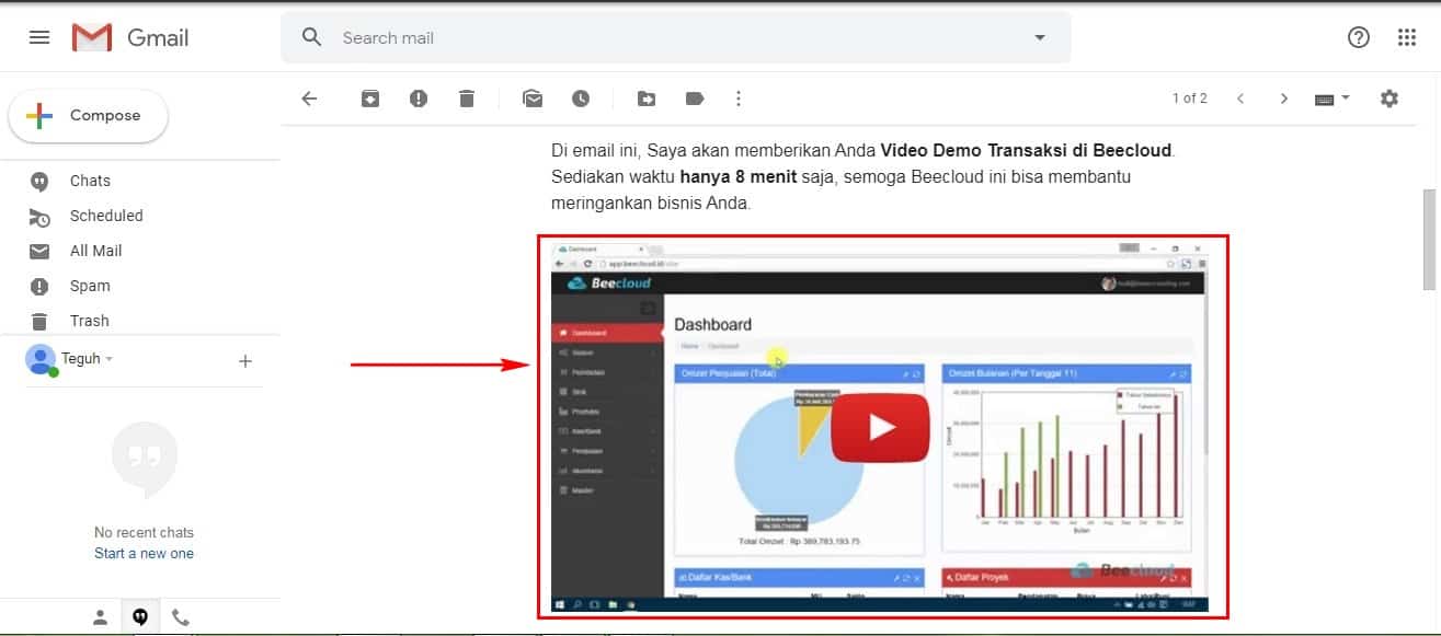 Email Konfirmasi Beecloud (Informasi Password Login Utama)