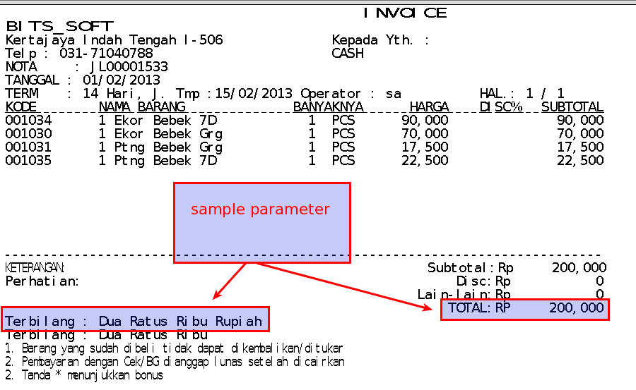 Setting Mata Uang dan Terbilang di Struk Invoice Faktur Penjualan (Text Report)
