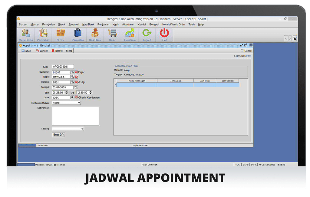 Software Bengkel Appointment Jadwal Gambar