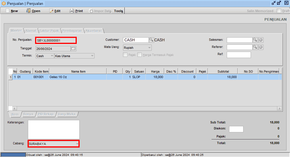 Gambar 4. Contoh Transaksi