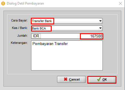 Input Pembayaran Transfer