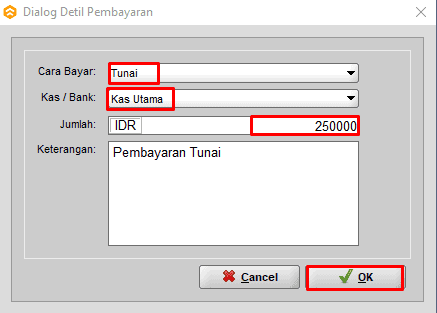 Input Pembayaran Tunai